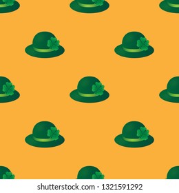 Green hat seamless pattern vector illustration