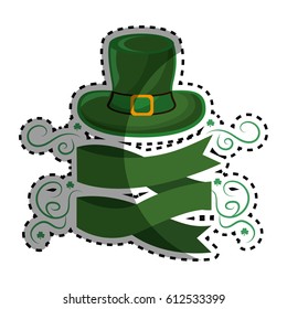 green hat st patrick with ribbon and branches