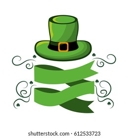 green hat st patrick with ribbon and branches