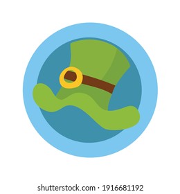 The green hat is the symbol of St. Patrick in a blue circle