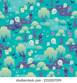 Green Haunted Halloween Ghost Swamp