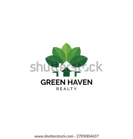 Green haven realty logo featuring a house silhouette with green leaves representing nature and home.