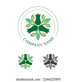 Green Hazelnut Vector Logo Template