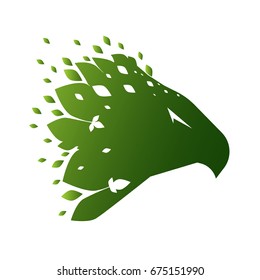 Green Head Bird. Mockup Template Animal Symbol, Logo, Emblem Or Sticker For Branding, Printing, Sports Team. Vector Illustration On White Background.