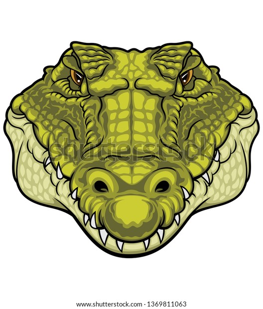 Green Head Crocodile Stock Vector (Royalty Free) 1369811063