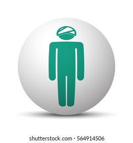 Green Head icon on white sphere