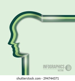 Green head  ribbon background elements , for cover brochure, medical work, Health care ,design Layout