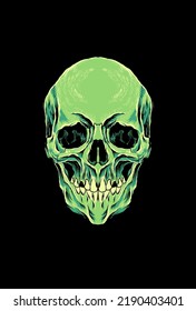 Green head skull vector illustration