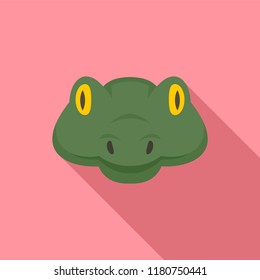 Green head snake icon. Flat illustration of green head snake vector icon for web design