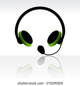 Green headphone with microphone illustration