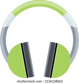Green headphones, illustration, vector on a white background.