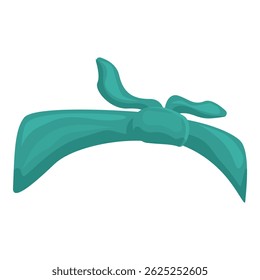 Green headscarf is folded and laying flat on a white background