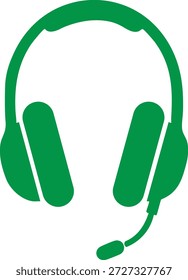 Auricular verde con el micrófono aislado en el fondo transparente para las necesidades de la comunicación y audio