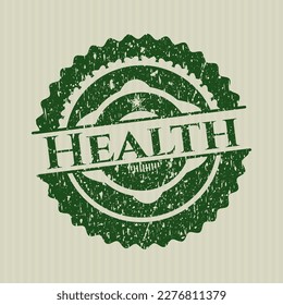 Green Health grunge rubber seal. 