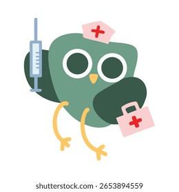 Green health. Medical care bird. Cartoon bird doctor. Vet clinic abstract concept vector illustration. Vet hospital, surgery, vaccination services, animal clinic, pets medical care, veterinary service