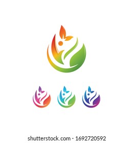 Green Health People Logo Template