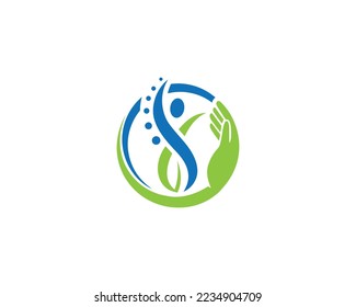 Green Healthcare Logo Design With Human Life Symbol  Vector Illustration Concept.