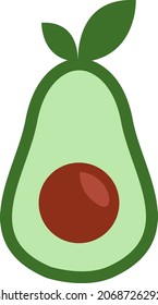 Vocado verde saludable en mitad, ilustración, vector, sobre fondo blanco.