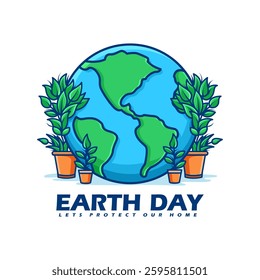 Green and Healthy Earth Illustration. Celebrate Earth Day with Love of Nature