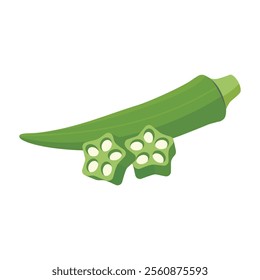 Green healthy food okra,vector illustration