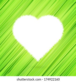 Green heart with abstract herbs texture. Love and ecology concept. Vector
