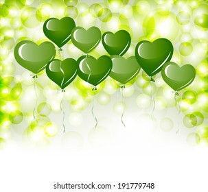 Green heart balloons
