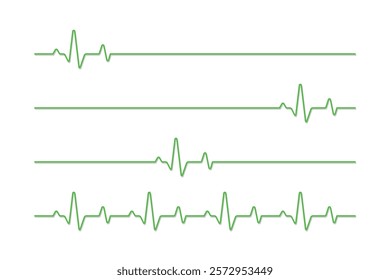 green heart beat line vector collection