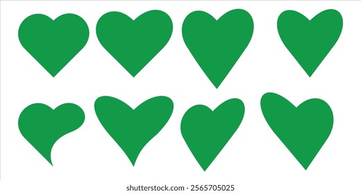 Green heart black, heart icon, vector heart symbols, heart shape, white background art