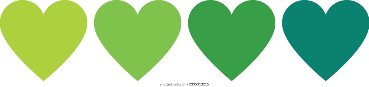 Colección de corazón verde, amor gráfico vectorial