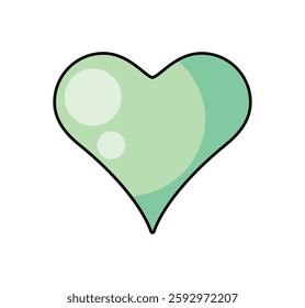 Green Heart Detailed Icon Isolated