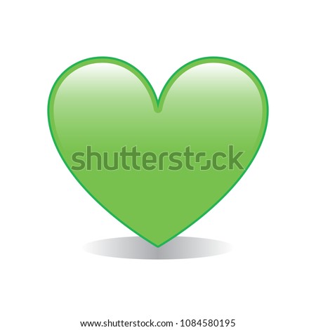 Green Heart Emoji Vector Isolated