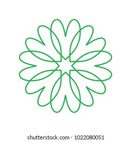 Green Heart Flower Vector Illustration on White Background