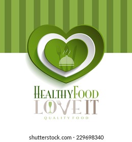Green heart food logo, healthy food logo