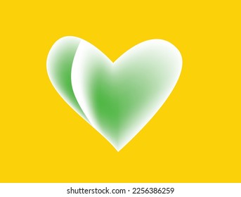 green heart gradation with yellow background