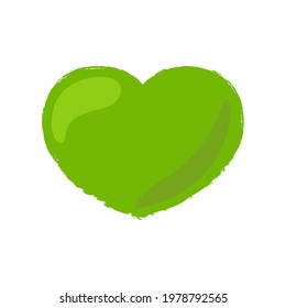Green heart hand draw texture isolated on white backgroud. Organic, natural, eco, bio, healthy symbol. Vector Illustration 10 eps