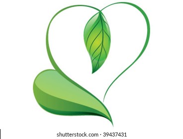 Green heart icon and design for bio
