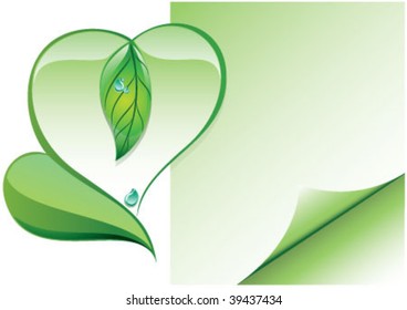 Green heart icon and design for bio