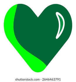 Green heart icon symbolizing eco-friendly love, harmony, and positive emotions with a nature-inspired theme.