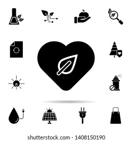 Green, heart icon. Universal set of ecology for website design and development, app development