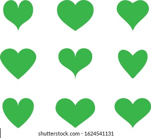 Green heart icon vector. Flat love icon isolated on white. Heart vector for love logo, heart symbol, shape icon and Valentine's day. Cute heart icon for shape design, vector template