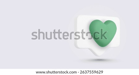 Green Heart Inside A White Comment Bubble. Concept For Social Media Engagement, Like Button, Romantic Message, Or Positive Feedback. Rendered Vector Illustration.