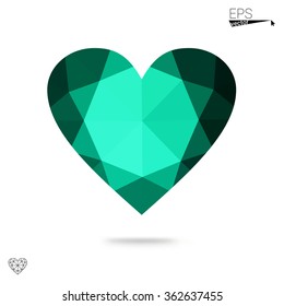 Green heart isolated on white background. Geometric rumpled triangular low poly origami style gradient graphic illustration. Vector polygonal design for your business. Green heart isolated on white background. Geometric rumpled triangular low poly origami style gradient graphic illustration. Vector polygonal design for your business.