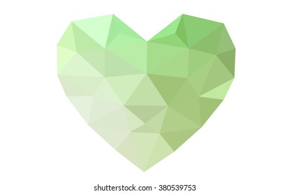 Green heart isolated on white background. Geometric rumpled triangular low poly origami style gradient graphic illustration. Vector polygonal design for your business. Green heart isolated on white background. Geometric rumpled triangular low poly origami style gradient graphic illustration. Vector polygonal design for your business.