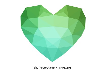 Green heart isolated on white background. Geometric rumpled triangular low poly origami style gradient graphic illustration. Vector polygonal design for your business. Green heart isolated on white background. Geometric rumpled triangular low poly origami style gradient graphic illustration. Vector polygonal design for your business.