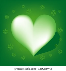 Green Heart with Koch snowflake vector 