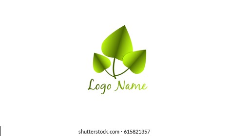 Green Heart Leaf Bough Vector Illustration can used for logo, brand, product label, packaging and more spring and summer design
