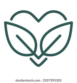 Green heart leaf logo design. Minimalist green heart with leaves logo design. Perfect for eco-friendly businesses, nature, or environmental organizations.