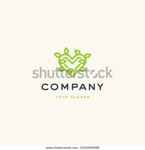 Grunes Herz Logo Design Vektorillustration Vorlage Stock Vektorgrafik Lizenzfrei