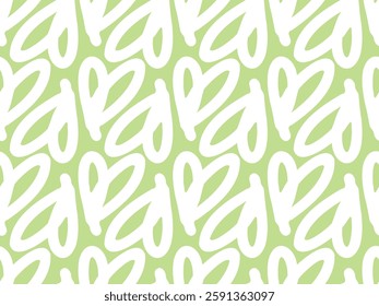 Green heart leaves, botanical, floral, spring,  summer,  nature, romantic love,  fresh, simple. Seamless vector pattern for design and decoration 