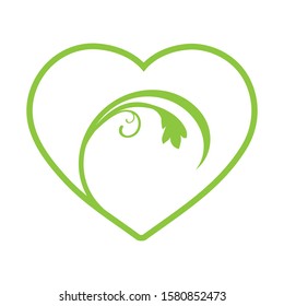 green heart and leaves, vector